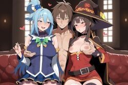 aqua_(konosuba), megumin, satou_kazuma, kono_subarashii_sekai_ni_shukufuku_wo!, patreon