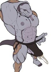 purpledragonrei, abs, balls, biceps, blue_eyes