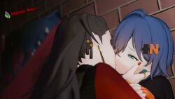 belle_(zenless_zone_zero), zenless_zone_zero, infected_heart, fingering, kissing