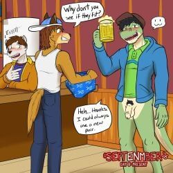 fuze, 3boys, anthro, balls, bottomless