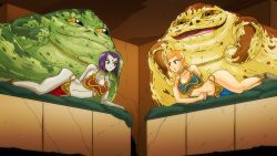 beast_boy, gwen_tennyson, jabba_the_hutt, raven_(dc), slave_leia_(cosplay)