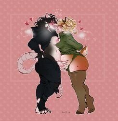 laura_(soft_rain), pancake_(pancake), american_opossum, anthro, antlers