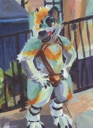 zaverose, 4_toes, alley, anthro, balls