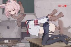 niko_(blue_archive), blue_archive, ju_ge, 1girls, 3boys