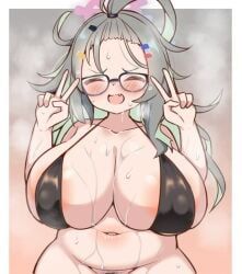meru_(blue_archive), blue_archive, 1girl, areola_slip, arms_up