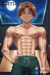ayanokouji_kiyotaka, classroom_of_the_elite, torri1, 1boy, abs