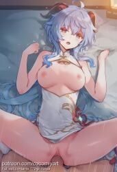 ganyu_(genshin_impact), genshin_impact, cocomiyart, 1boy, 1girl