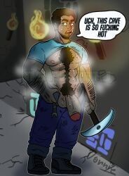 steve_(minecraft), minecraft, donnie_(artist), 1boy, abs