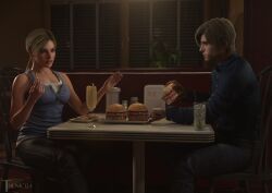 jill_valentine, jill_valentine_(blonde), jill_valentine_(sasha_zotova), leon_scott_kennedy, capcom