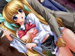 man'in_densha, mizushima_oonari, 1girl, 4boys, black_hair