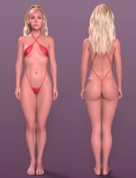 stormlux18, 1girls, bikini, blonde_hair, front_and_back