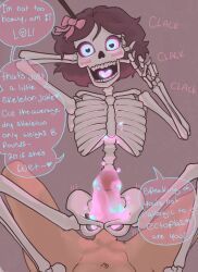 lemonade_ghost, bones, ectoplasm, glowing_eyes, male_human/female_monster