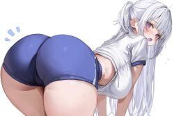ywuria, indie_virtual_youtuber, ass, bent_over, blue_buruma