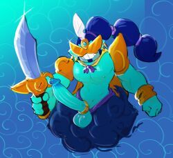 surge_(brawl_stars), surgenie_(brawl_stars), pochiiwa, blue_skin, braided_hair