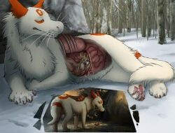 mordecai_(lemondeer), lemondeer, abdominal_bulge, anthro, bone