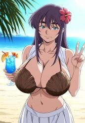 junko_asagiri, desert_punk, cleavage, coconut_bra, huge_breasts