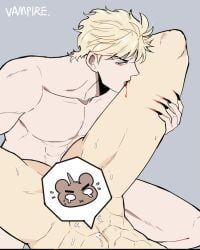 dio_brando, jojo's_bizarre_adventure, stardust_crusaders, 2boys, bite