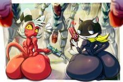 affinity_(bayonetta), morgana_(persona), moxxie_(helluva_boss), bayonetta, bayonetta_(series)