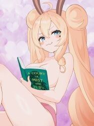 briatcookiebox, indie_virtual_youtuber, 1girls, book, nude