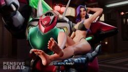 d.mon, overwatch, pensivebread, 1girls, abs