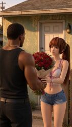 carl_johnson, kasumi_(doa), dead_or_alive, grand_theft_auto, grand_theft_auto:_san_andreas