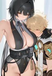 aether_(genshin_impact), female_rover_(wuthering_waves), rover_(wuthering_waves), genshin_impact, kurogames