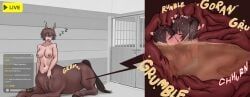 1futa, 2girls, anal_vore, centaur, centaur_futa