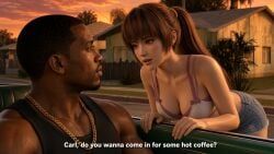 carl_johnson, kasumi_(doa), dead_or_alive, grand_theft_auto, grand_theft_auto:_san_andreas