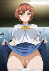 mizushima_kaho, rin_x_sen, rin_x_sen_+_ran_-_sem_cross_mix, 1girls, arms_at_sides