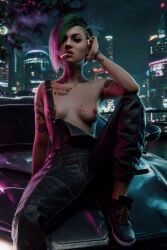 judy_alvarez, cyberpunk_2077, 1girl, 1girls, breast_tattoo