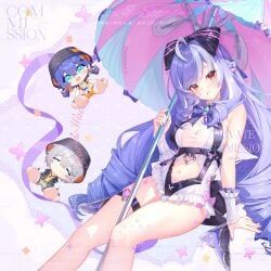 belle_(summer_skies)_(zenless_zone_zero), belle_(zenless_zone_zero), vivian_banshee, vivian_banshee_(iris_of_the_shore), wise_(peaceful_waves)_(zenless_zone_zero)