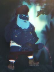 papa_smurf, belly, big_belly, dark-skinned_male, dark_skin