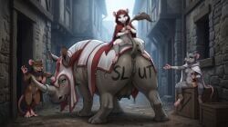 fenn_(midria), feral_(midria), world_of_midria, terraraptor, 4girls