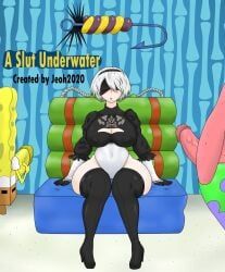 patrick_star, spongebob_squarepants_(character), yorha_2b, nier, nier:_automata