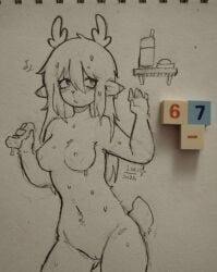 noelle_holiday, deltarune, luci_star, breasts, nude