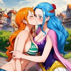 nami_(one_piece), nefertari_vivi, one_piece, 2girls, aqua_bikini