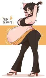 charlotte_(arbrianarchy), arbrianarchy, 1girls, belly_button, big_belly