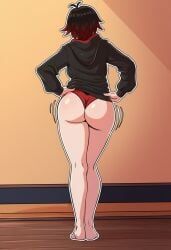 ruby_rose, rwby, 1girl, ass, bare_legs
