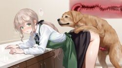 original, rojiura10, 1boy, 1girl, animal_penis