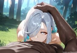 shenhe_(genshin_impact), genshin_impact, naezolt, 1boy, 1girl