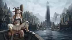 caprille_(midria), world_of_midria, terraraptor, amazing_background, ambient_bird