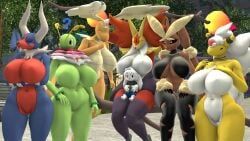 ampharos, delphox, denryu_(pokemon), dragonite, hellgar