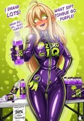 rosvo, 1girls, advertising, blonde_hair, brain_drain