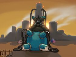 riilu, anthro, big_belly, big_udders, bovine