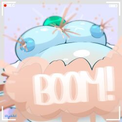 lychiiart, 1girl, balloon_belly, balloon_breasts, belly