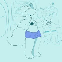 3_toes, 4_fingers, anthro, belly, blue_boxer_briefs