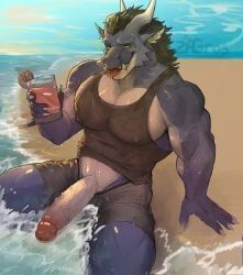 rykin, mythology, zagros, anthro, beach