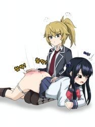 honjou_yuri, nise_mayuko, high-rise_invasion, tenkuu_shinpan, tenko_(spank)