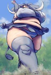 african_elephant_(kemono_friends), kemono_friends, oberon_(artist), 1girls, chubby_female