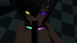 corrin_asumi, vrchat, black_hair, black_sclera, blowjob